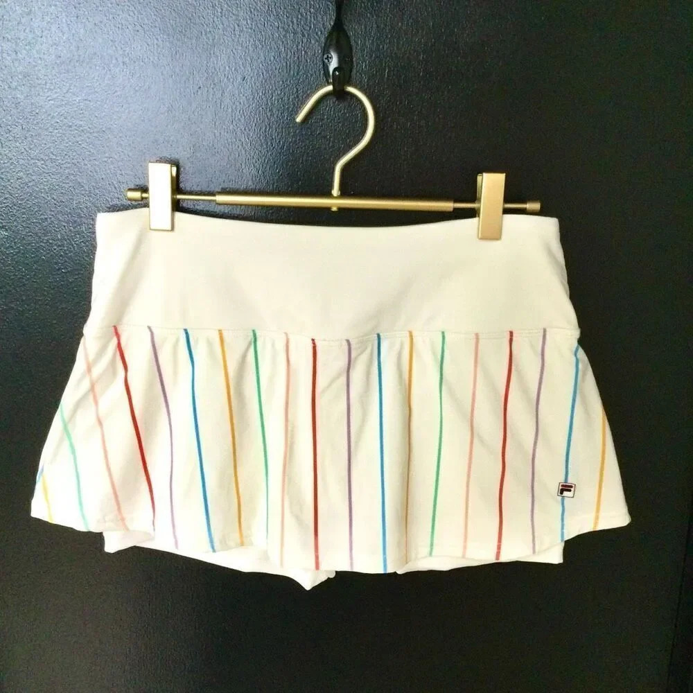 Vintage Fila Womens Ivory Stripes Cross Court Tennis Skort Skirt Size Medium or